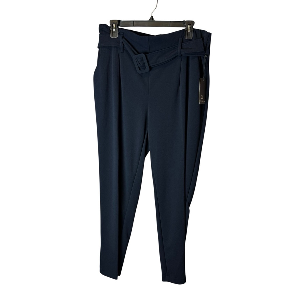 Jules & Leopold Belted Pull On Slim Leg Ankle Navy Pants L